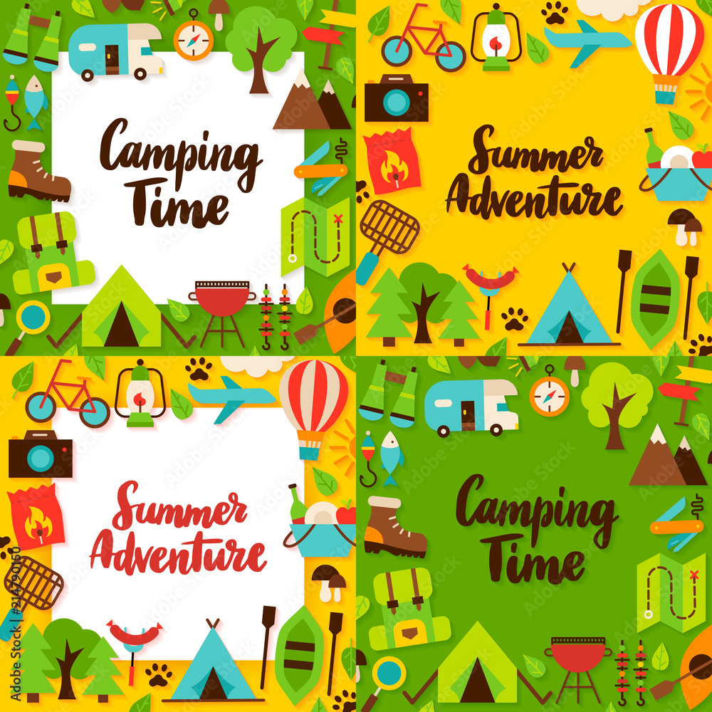 Camping Lettering Posters Set Camping Lettering Posters Set