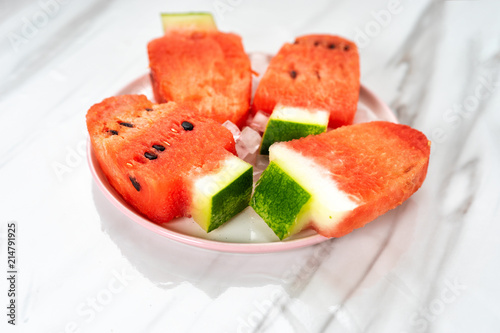 Watermelon slices in a plate