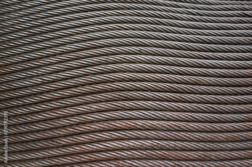 Close up steel wire rope cable, background
