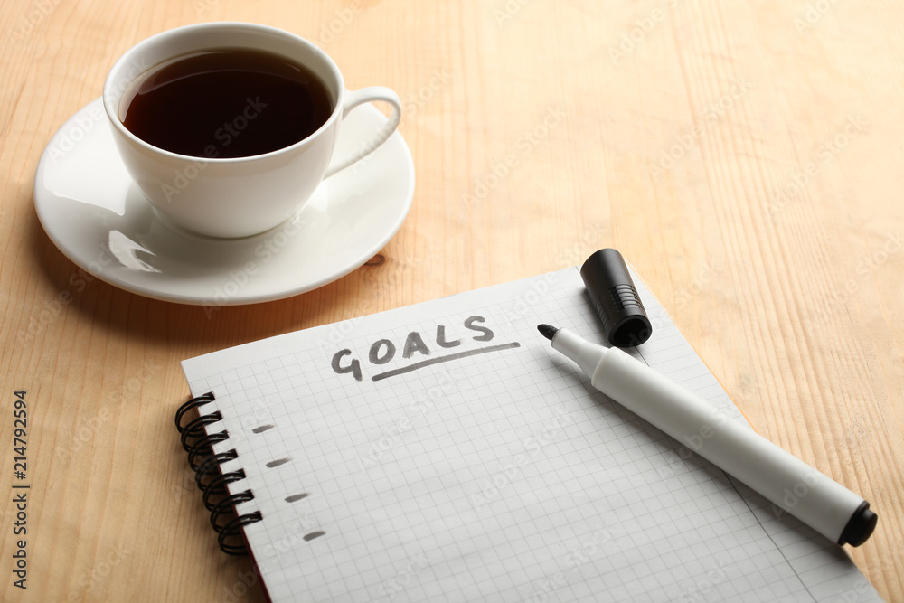 Notepad with goals Notepad with goals