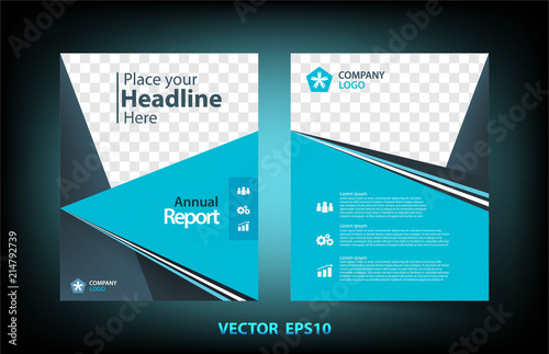 Cover design of business annual report with blue tone concept for presentation,vector illustration design,eps10.