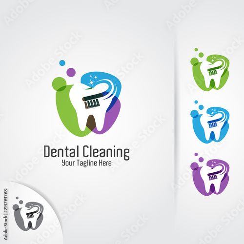 Dental logo design. Tooth brush vector concept for dentist, dental clinic and dental care.