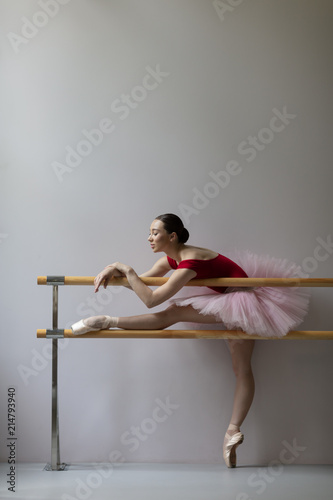 Obraz na płótnie Beautiful ballerina training in the class