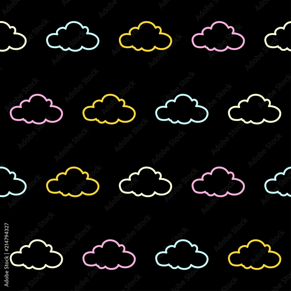 Doodle clouds seamless pattern background. Abstract clouds swatch  for card, invitation, poster, textile, bag print, modern workshop advertising, t shirt etc.