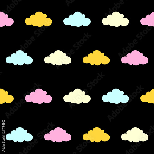 Doodle clouds seamless pattern background. Abstract clouds swatch for card, invitation, poster, textile, bag print, modern workshop advertising, t shirt etc.