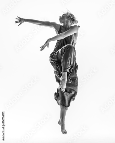 Beuatiful female dancer. White background