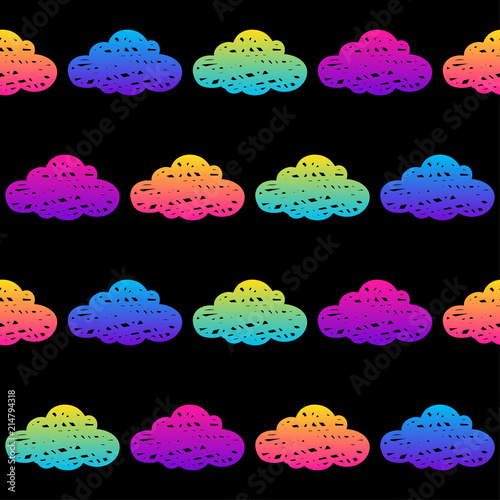 Doodle clouds seamless pattern background. Abstract clouds swatch  for card, invitation, poster, textile, bag print, modern workshop advertising, t shirt etc.