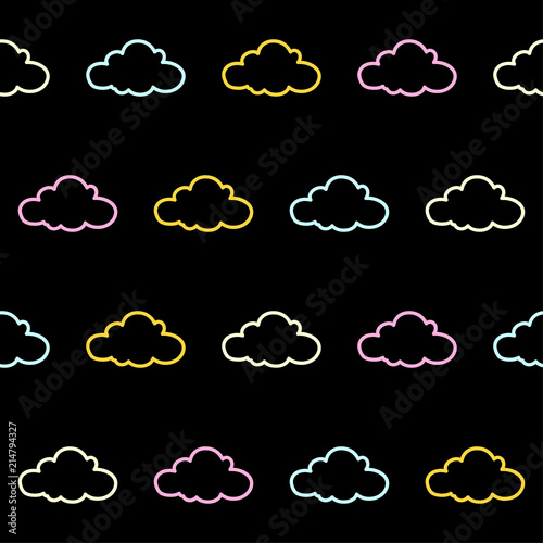 Doodle clouds seamless pattern background. Abstract clouds swatch  for card, invitation, poster, textile, bag print, modern workshop advertising, t shirt etc.