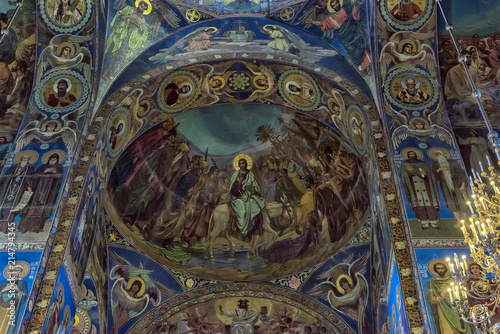 Ceiling of the Church of the Savior on Spilled Blood. It is an architectural landmark of city and a unique monument to Alexander II the Liberator.