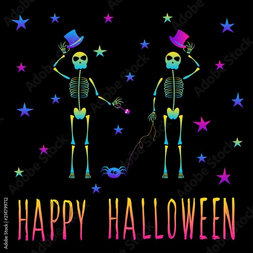 Abstract rainbow happy halloween card background. Modern pattern for halloween card, party invitation, wallpaper, holiday shop sale,  bag print, t shirt, workshop advertising etc.
