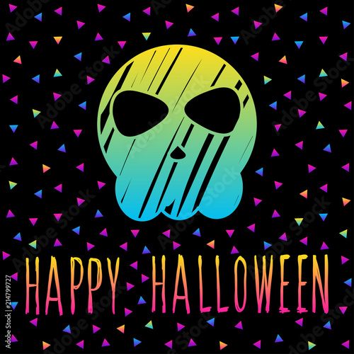 Abstract rainbow happy halloween card background. Modern pattern for halloween card, party invitation, wallpaper, holiday shop sale,  bag print, t shirt, workshop advertising etc.