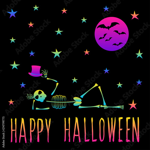 Abstract rainbow happy halloween card background. Modern pattern for halloween card, party invitation, wallpaper, holiday shop sale,  bag print, t shirt, workshop advertising etc.