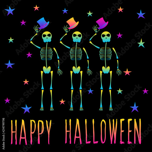 Abstract rainbow happy halloween card background. Modern pattern for halloween card, party invitation, wallpaper, holiday shop sale,  bag print, t shirt, workshop advertising etc.