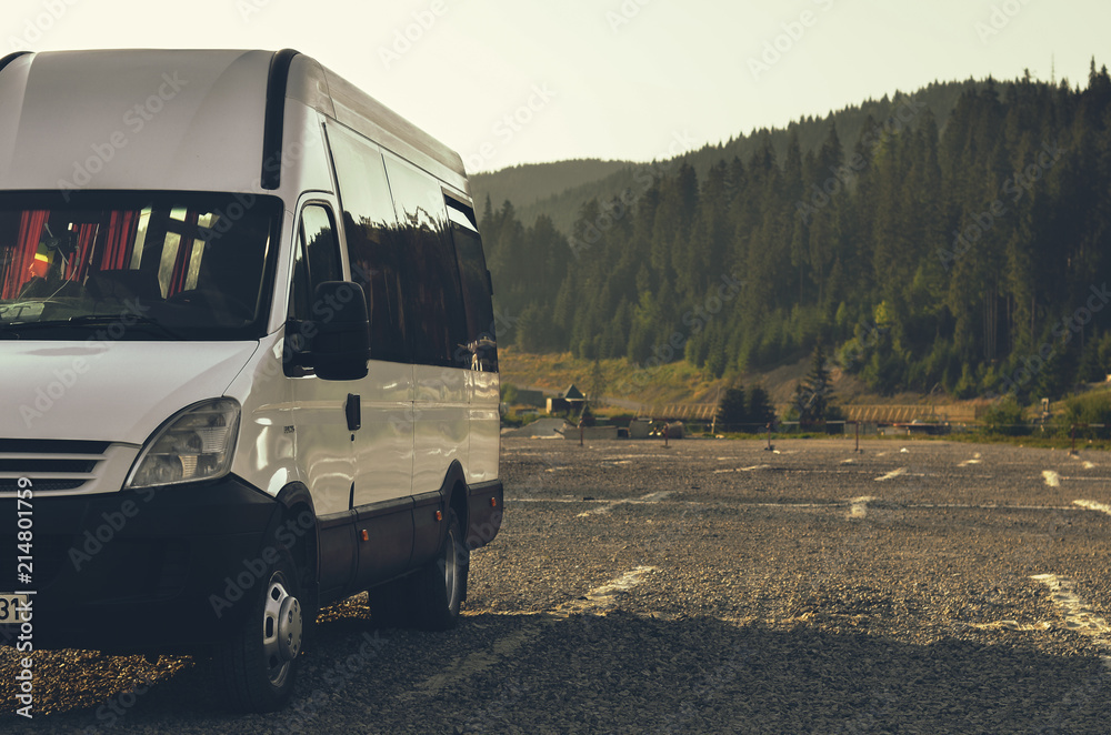 minibus in mountains