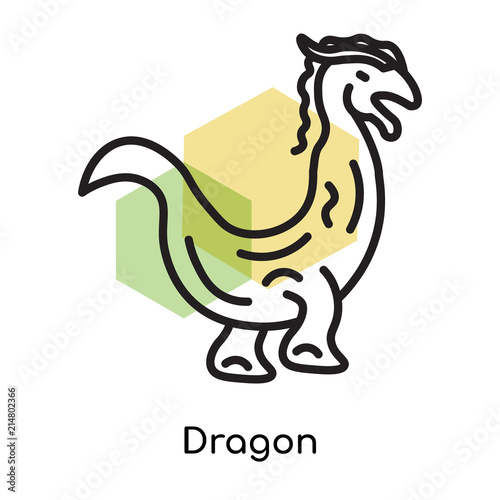 Dragon icon vector sign and symbol isolated on white background  Dragon logo concept