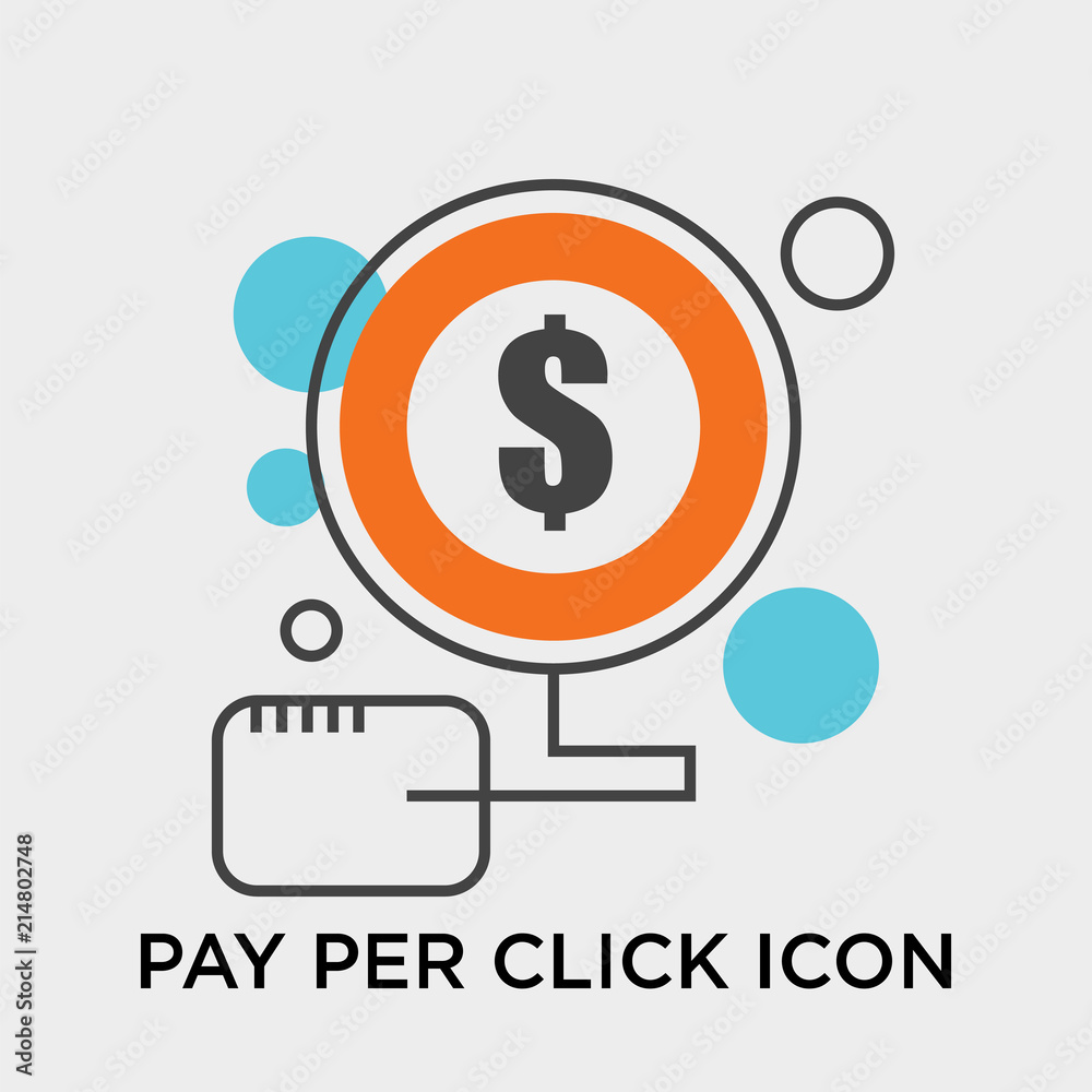 Pay per click icon vector sign and symbol isolated on white background, Pay per click logo concept Pay per click icon vector sign and symbol isolated on white background, Pay per click logo concept