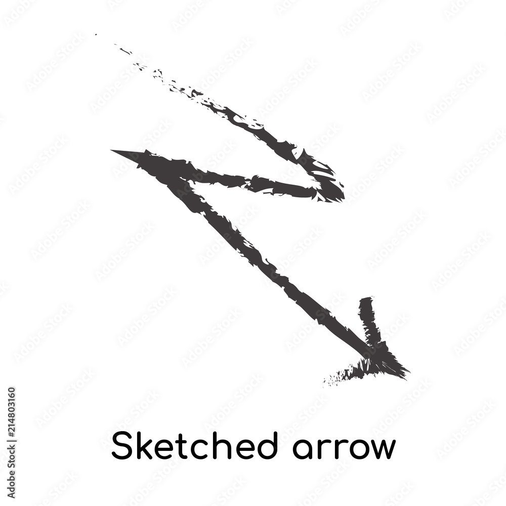 Sketched arrow icon vector sign and symbol isolated on white background, Sketched arrow logo concept Sketched arrow icon vector sign and symbol isolated on white background, Sketched arrow logo concept