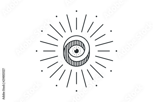 New World Order. Eye of Providence. Hand-drawn alchemy, religion, spirituality, occultism. Conspiracy theory. Masonic and esoteric symbol.