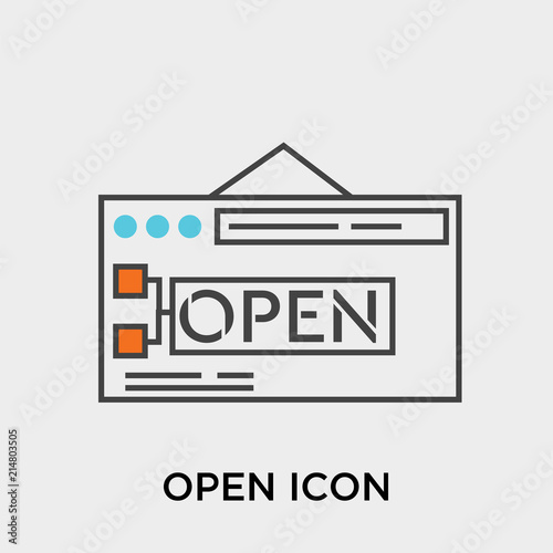 Open icon vector sign and symbol isolated on white background, Open logo concept