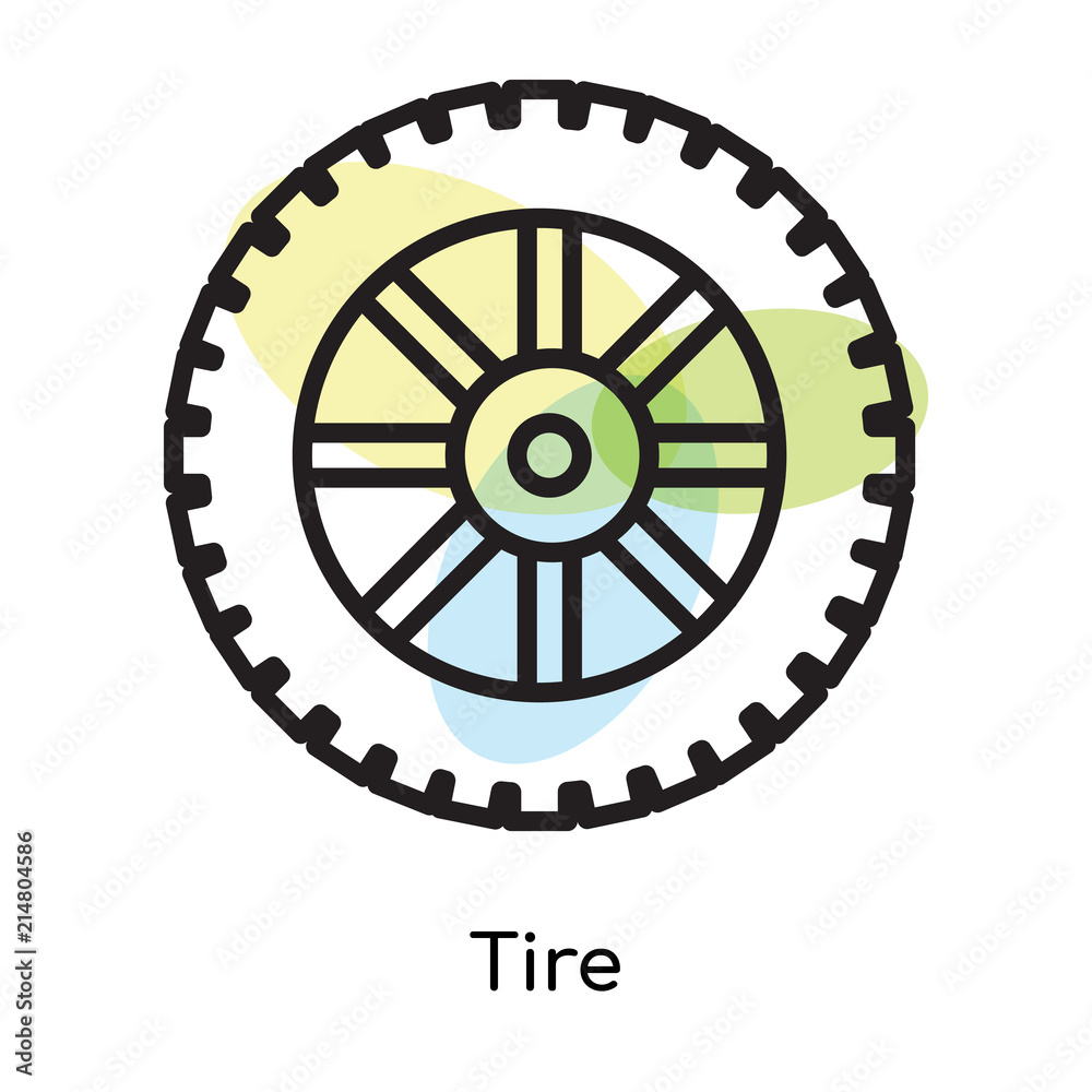 Obraz premium Tire icon vector sign and symbol isolated on white background, Tire logo concept