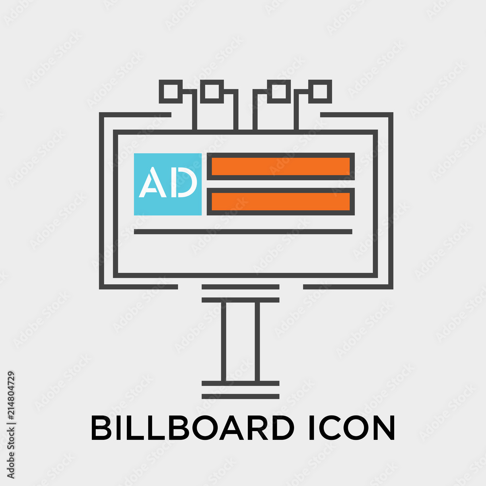 Billboard icon vector sign and symbol isolated on white background, Billboard logo concept Billboard icon vector sign and symbol isolated on white background, Billboard logo concept