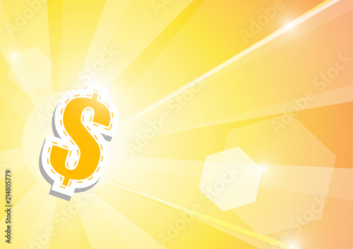 Vector : Dollar signs and len flare on orange background