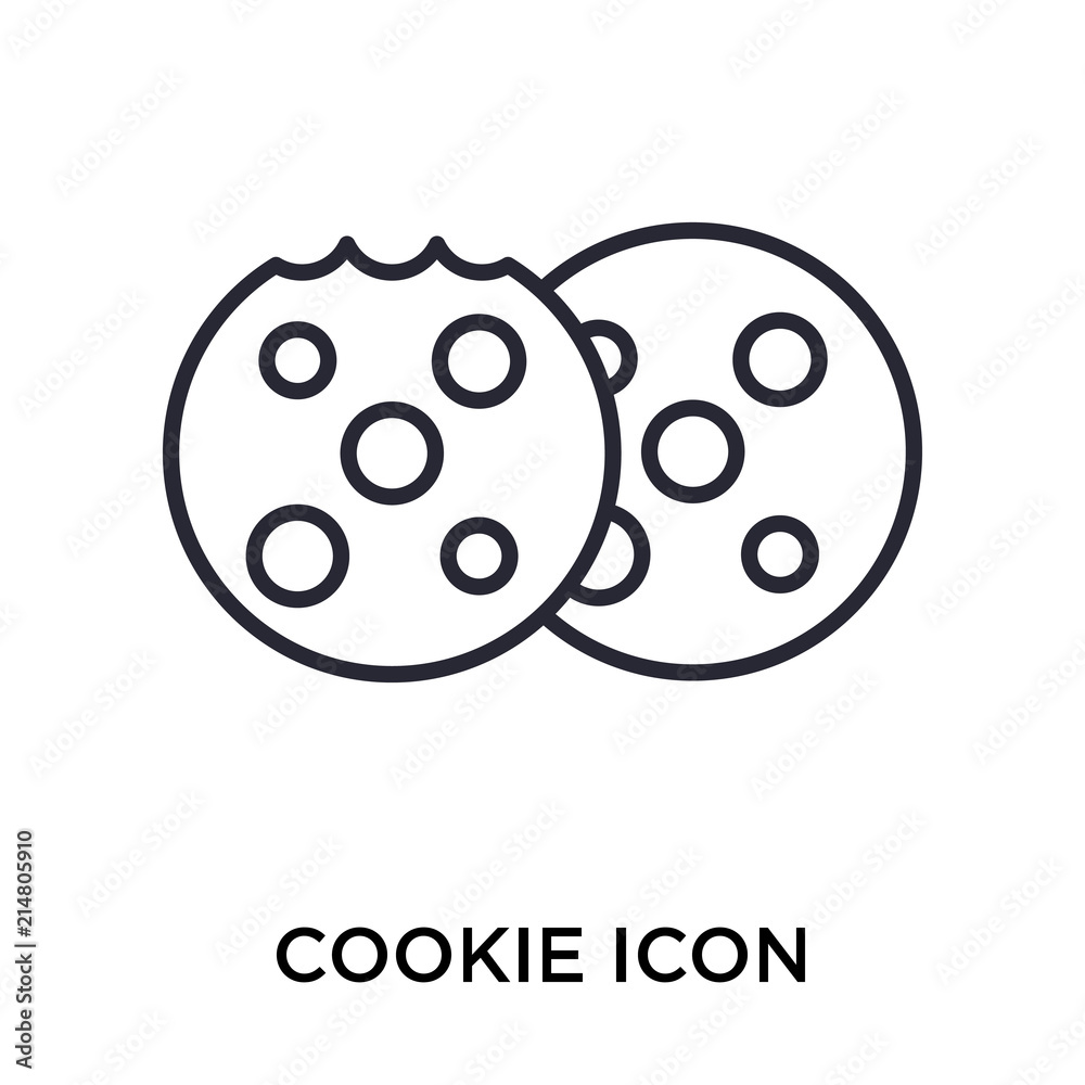 Cookie icon vector sign and symbol isolated on white background, Cookie logo concept Cookie icon vector sign and symbol isolated on white background, Cookie logo concept