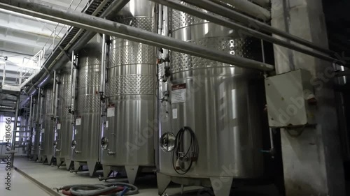 Steel barrels for fermentation of wine in winemaker factory