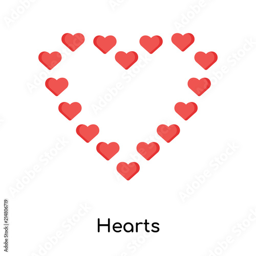 Hearts icon vector sign and symbol isolated on white background, Hearts logo concept