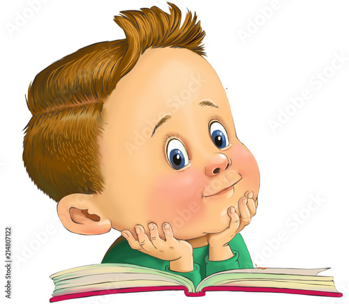 boy looks in a book