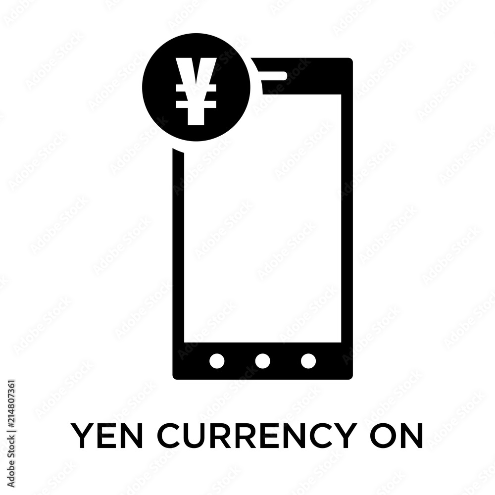 Yen currency on tablet screen icon vector sign and symbol isolated on white background, Yen currency on tablet screen logo concept Yen currency on tablet screen icon vector sign and symbol isolated on white background, Yen currency on tablet screen logo concept