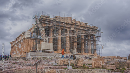 Parthenon in Acropolis under reconstruction, Athens, Greece