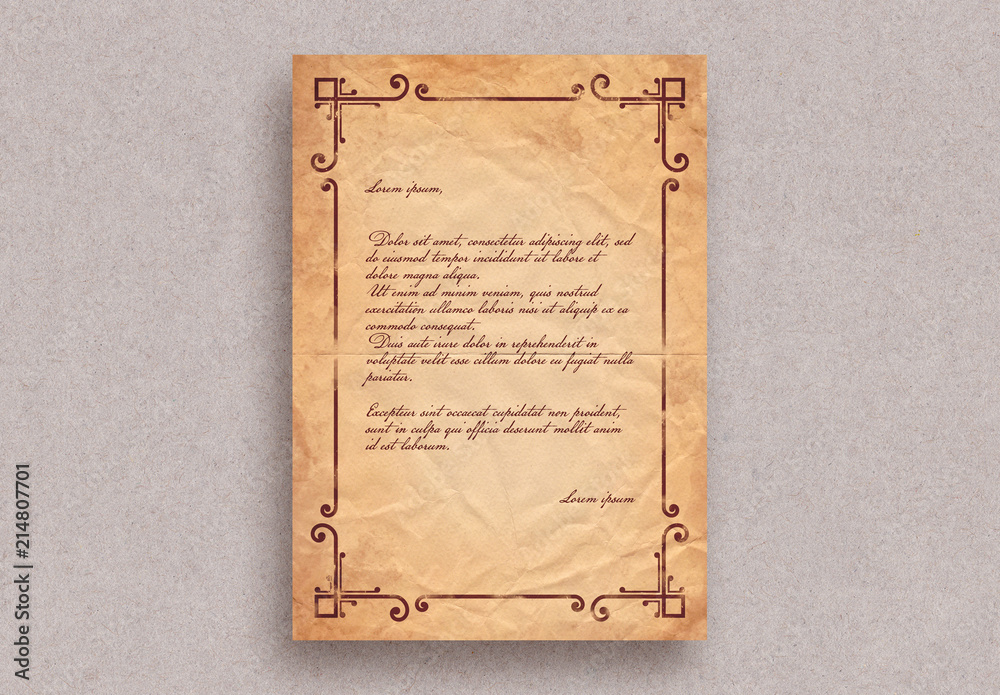 Vintage Letter Layout with Border Ornaments Stock Template Adobe Stock Vintage Letter Layout with Border Ornaments Stock Template Adobe Stock