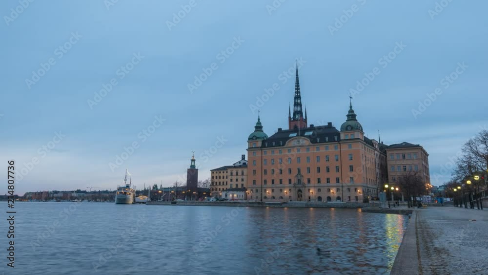 Stockholm city skyline day to night timelapse at Stockholm City Hall and Gamla Stan, Stockholm Sweden 4K Time Lapse Stockholm city skyline day to night timelapse at Stockholm City Hall and Gamla Stan, Stockholm Sweden 4K Time Lapse