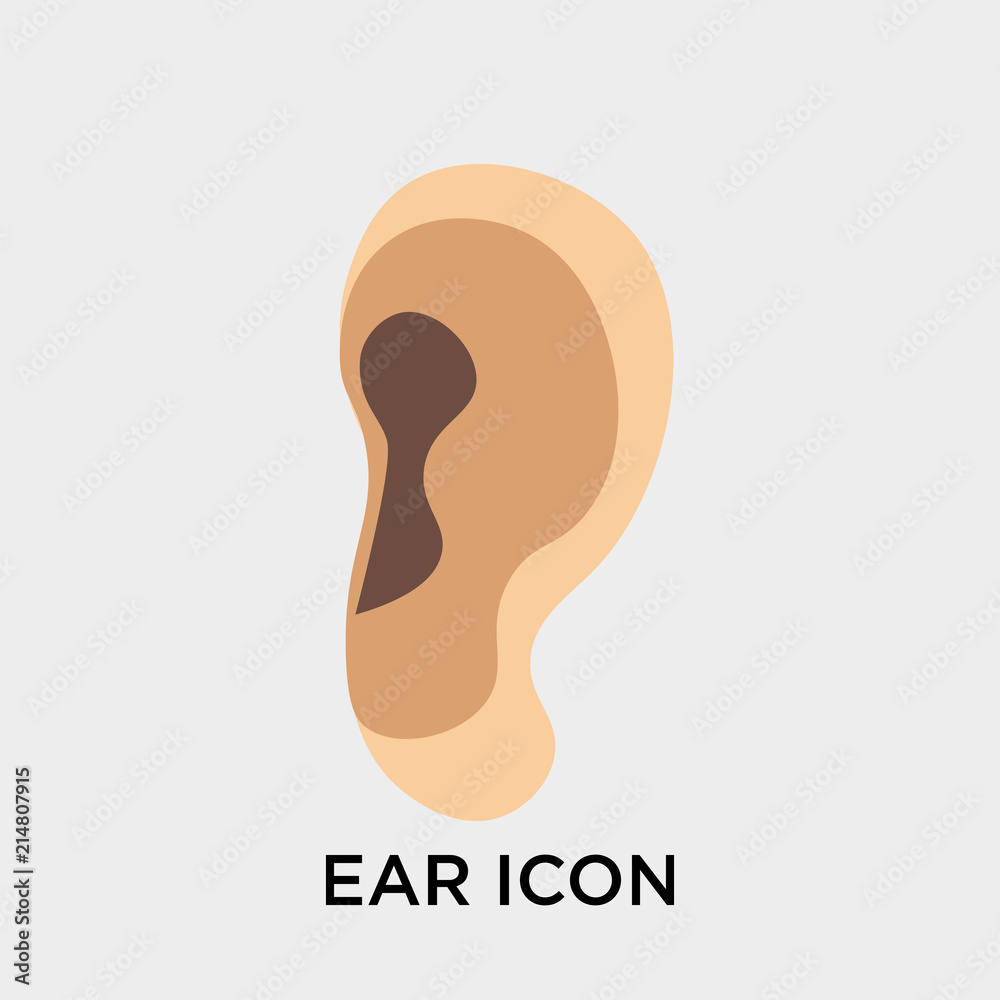 Ear icon vector sign and symbol isolated on white background, Ear logo concept