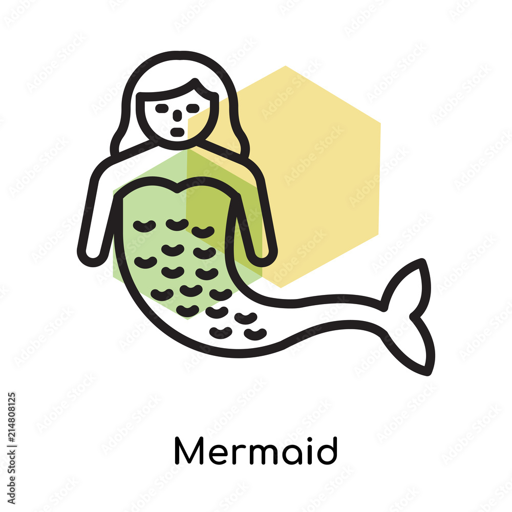 Mermaid icon vector sign and symbol isolated on white background