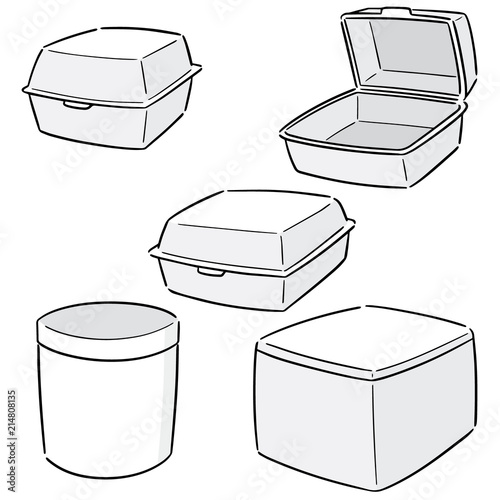 vector set of foam container