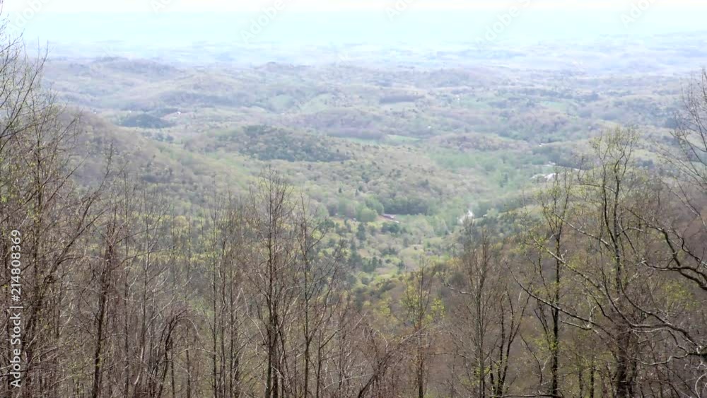 Georgia, Woody Gap, The overlook view at Woody Gap and the camera pans left to Georgia, Woody Gap, The overlook view at Woody Gap and the camera pans left to