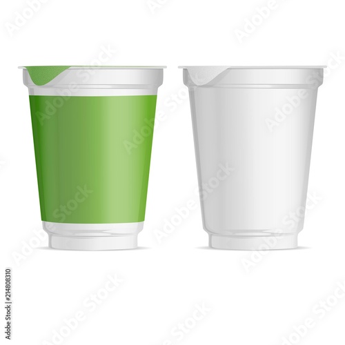 set of plastic Cup Layouts, food packaging for yogurt and jams