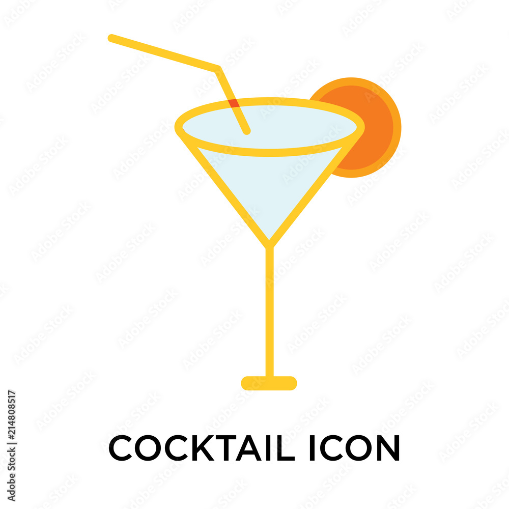 Cocktail icon vector sign and symbol isolated on white background, Cocktail logo concept Cocktail icon vector sign and symbol isolated on white background, Cocktail logo concept