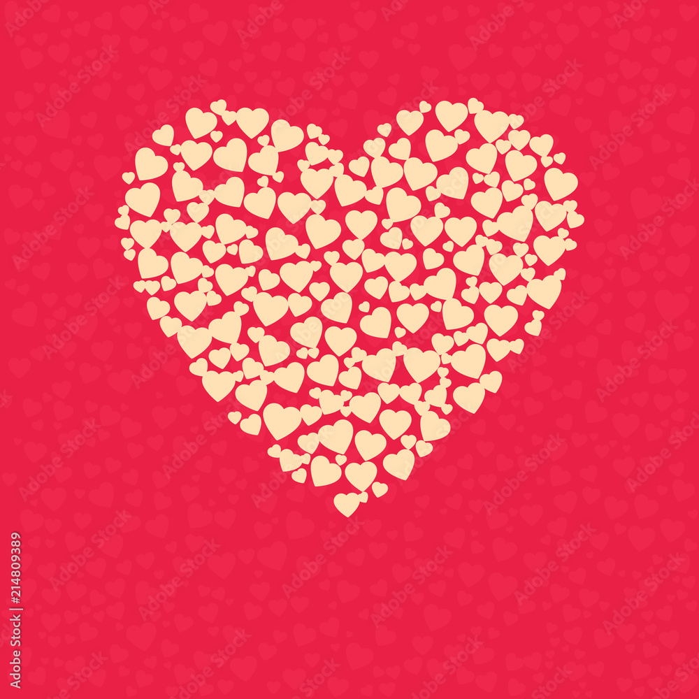 Red hearts Valentines day card on red background Red hearts Valentines day card on red background