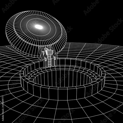 Cover rocket silo intercontinental ballistic missile. Wireframe low poly mesh vector illustration