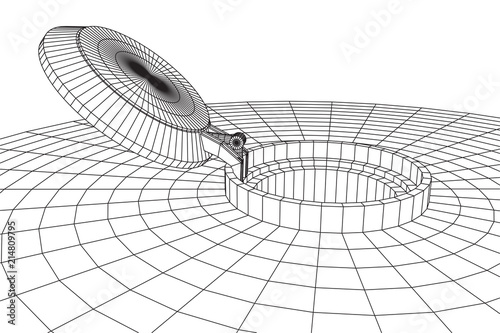 Cover rocket silo intercontinental ballistic missile. Wireframe low poly mesh vector illustration