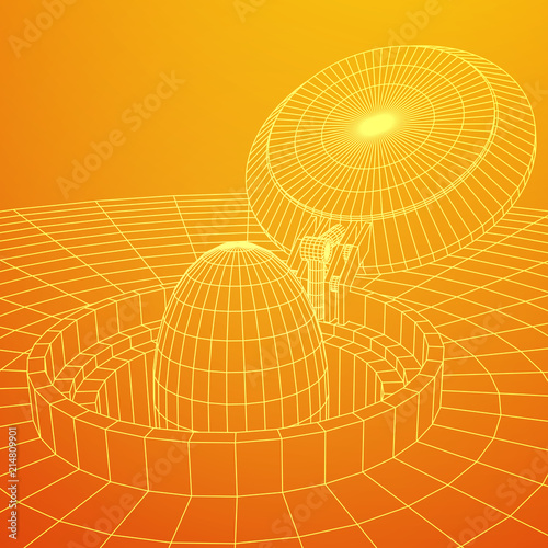 Cover rocket silo intercontinental ballistic missile. Wireframe low poly mesh vector illustration