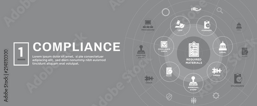 In compliance web banner - icon set that shows a company passed inspection