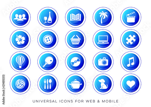 Universal leisure web and mobile icons