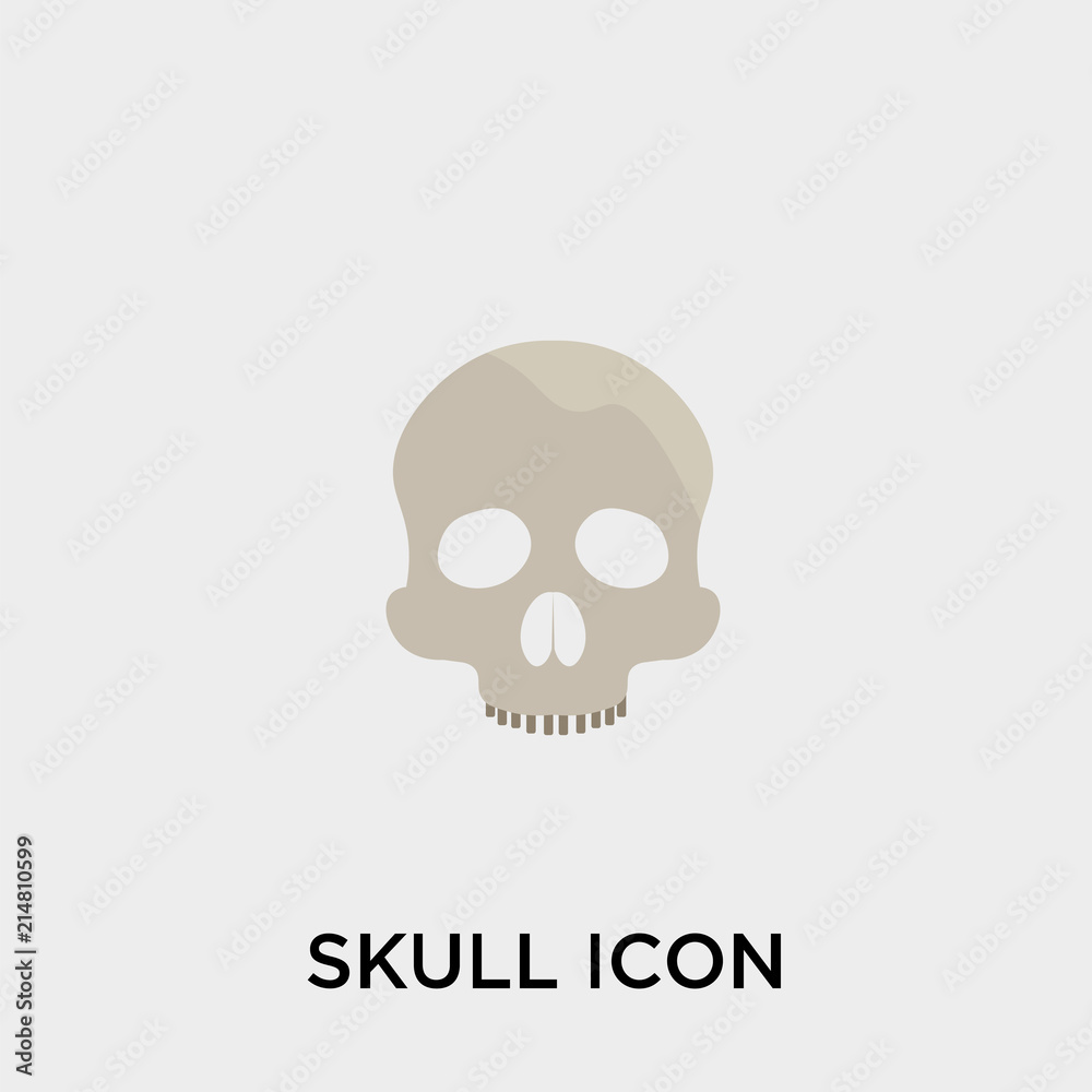 Skull icon vector sign and symbol isolated on white background, Skull logo concept