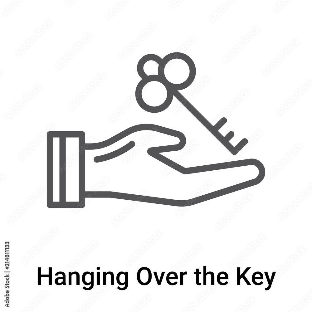 Hanging Over the Key icon vector sign and symbol isolated on white background, Hanging Over the Key logo concept