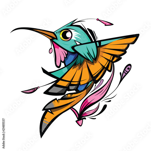 hummingbird design on white background.