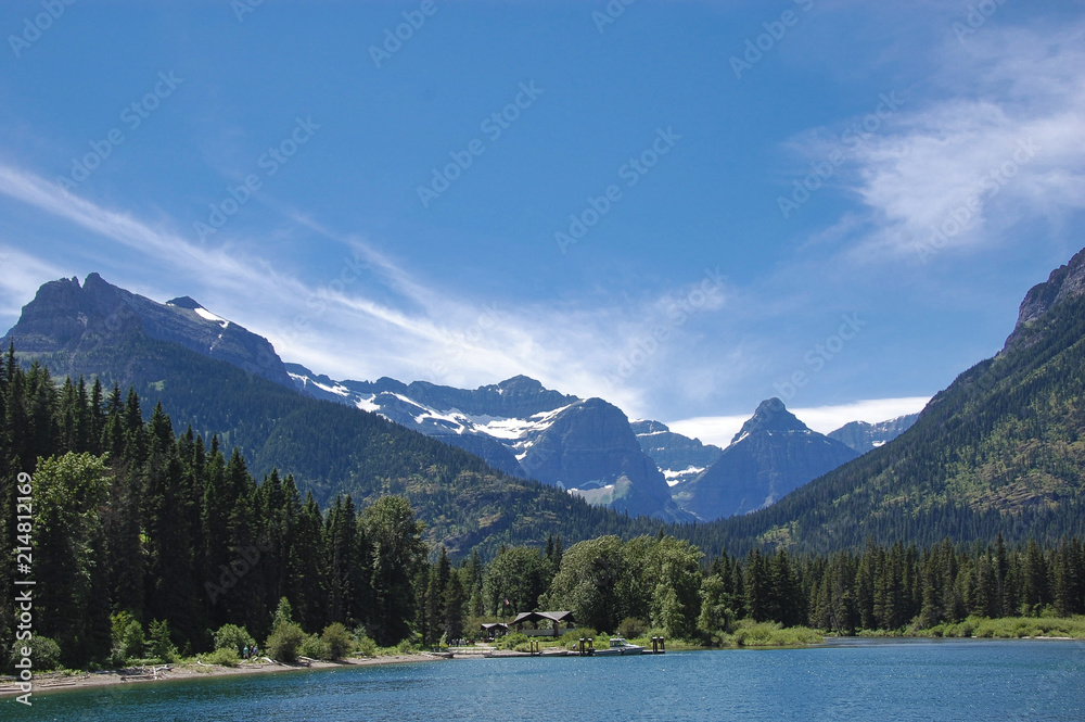 wonderful lake in front of the mountains
